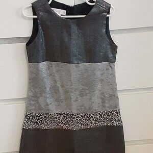 Malley Too-  multi mixed fabric silk dress - grey girls size 5